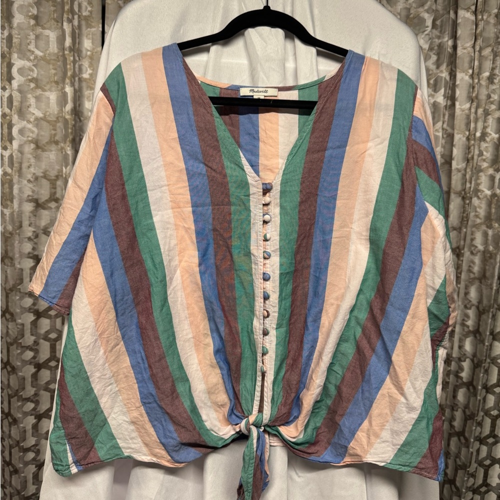 Madewell Multicolor Striped Button-Front Blouse